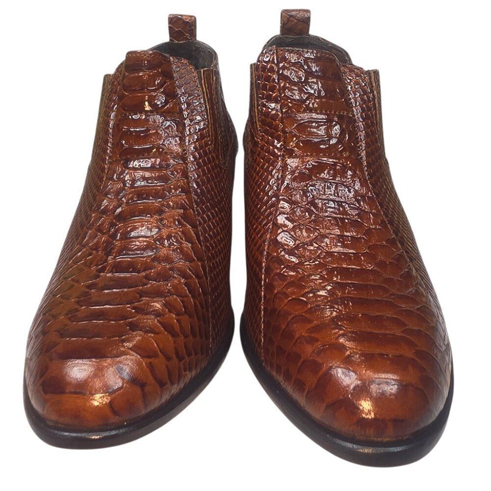 Stacy Adams Brown Croc Embossed Chelsea Ankle Boots Men’s 10M - Picture 2 of 10